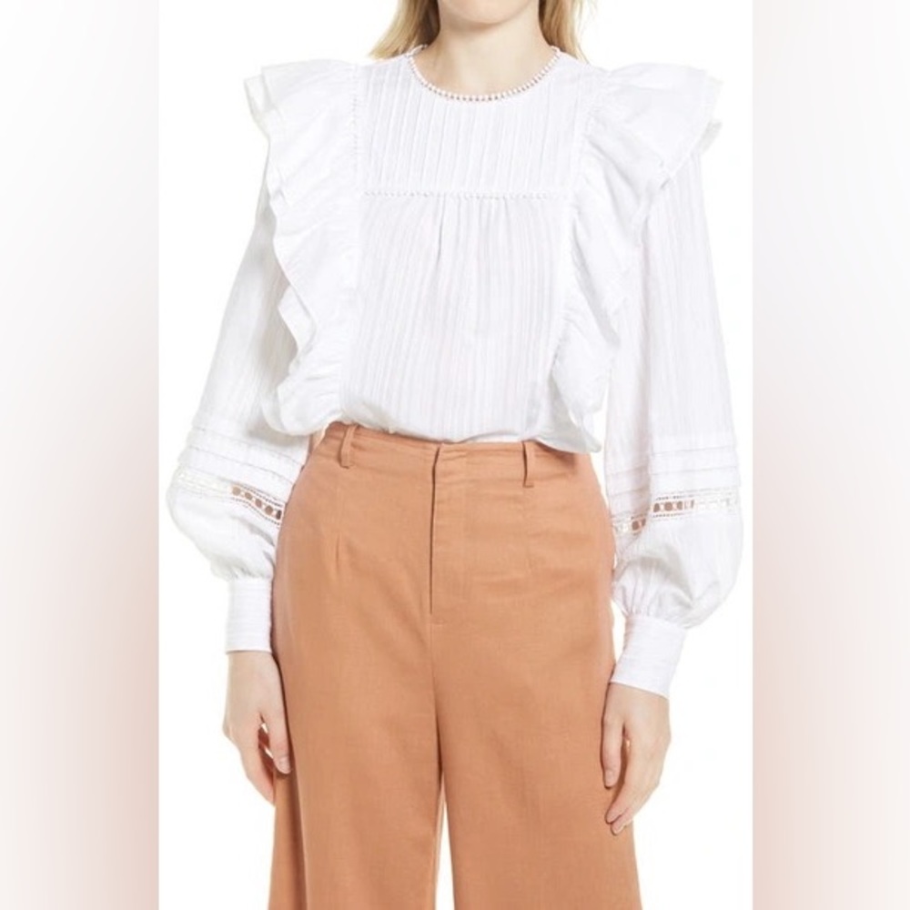 Ted Baker Double Ruffle Blouse Cottage Core 1980s Vintage Style US Size 8-10